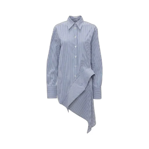 Striped Long-Sleeved Asymmetric Draped Shirt