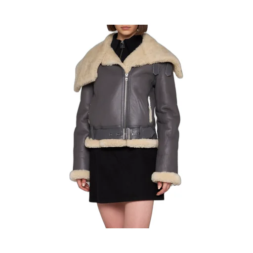 Fleece-Collar Leather Jacket