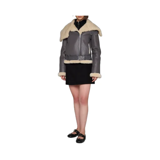 Fleece-Collar Leather Jacket