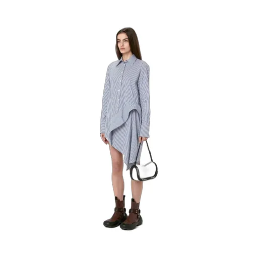Striped Long-Sleeved Asymmetric Draped Shirt