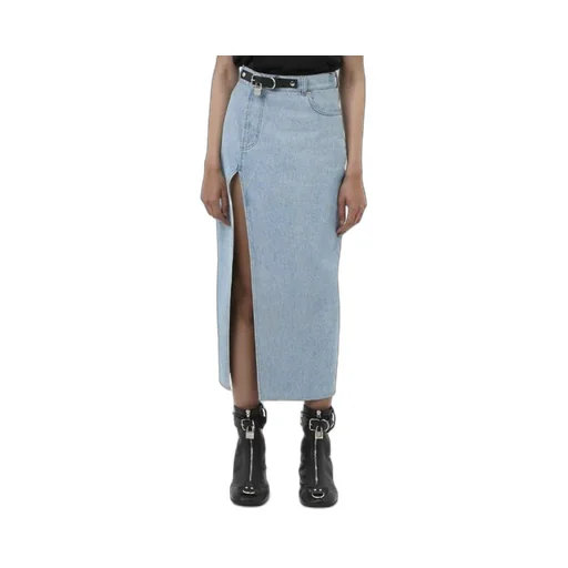 Asymmetric Denim Midi Skirt