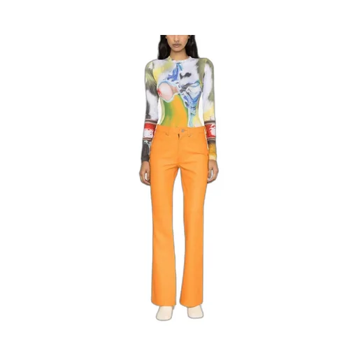 High-Waisted Leather Bootcut Trousers