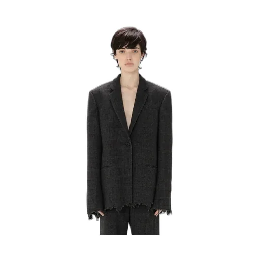 Distressed-Effect Single-Breasted Blazer