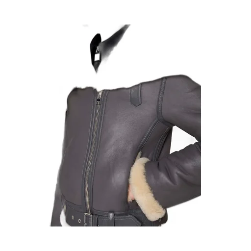 Fleece-Collar Leather Jacket