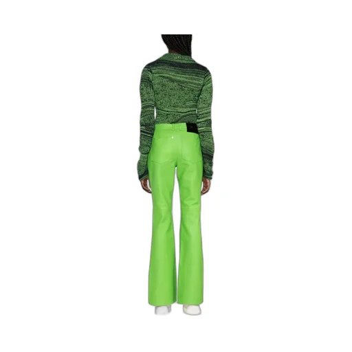 High-Waisted Leather Bootcut Trousers