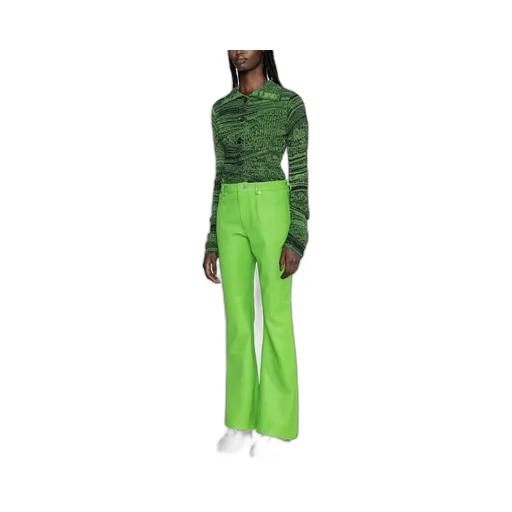 High-Waisted Leather Bootcut Trousers