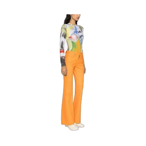 High-Waisted Leather Bootcut Trousers