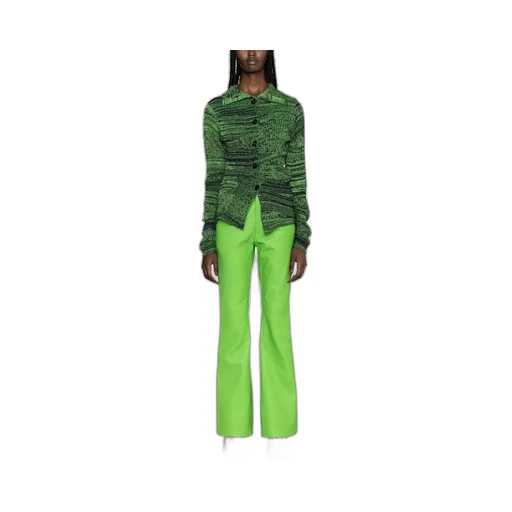 High-Waisted Leather Bootcut Trousers