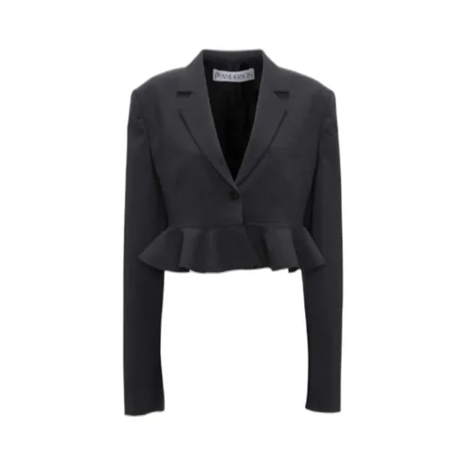 Ruffled-Trim Cropped Blazer