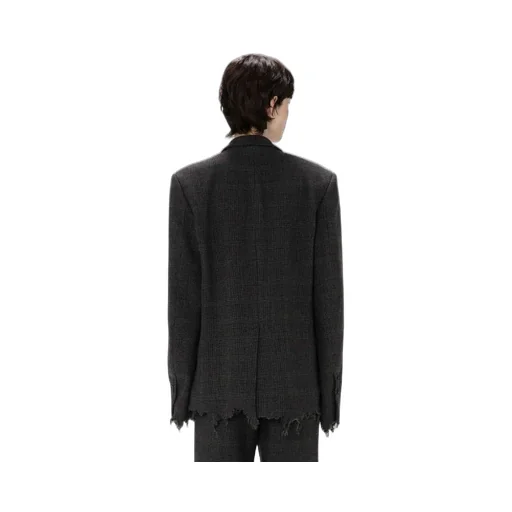 Distressed-Effect Single-Breasted Blazer