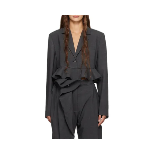 Ruffled-Trim Cropped Blazer