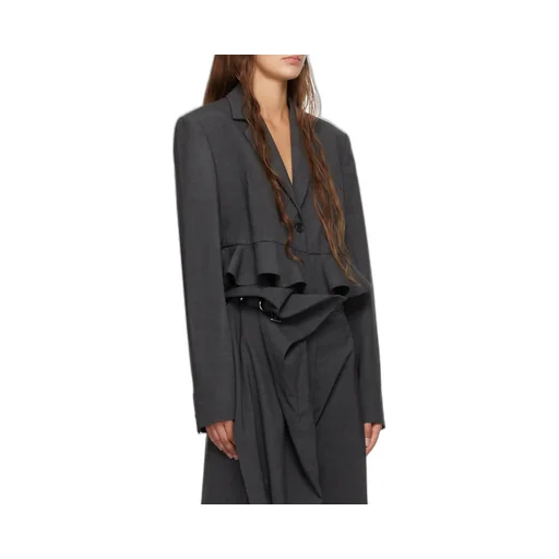 Ruffled-Trim Cropped Blazer