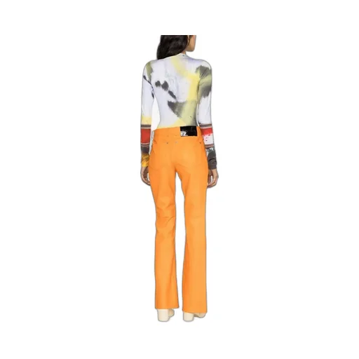 High-Waisted Leather Bootcut Trousers
