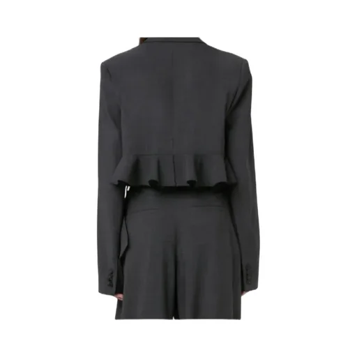 Ruffled-Trim Cropped Blazer
