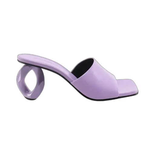 Logo Square-Toed High-Heeled Sandals