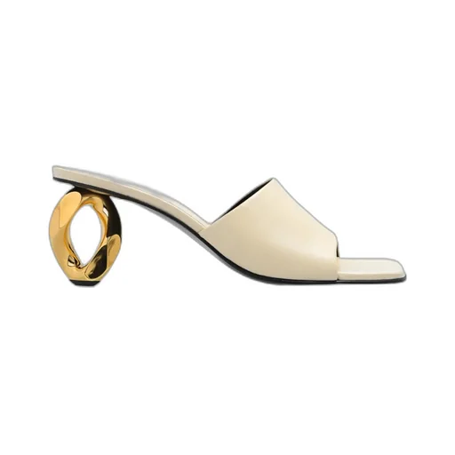 75Mm Chain-Link Leather Mules