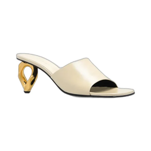 75Mm Chain-Link Leather Mules