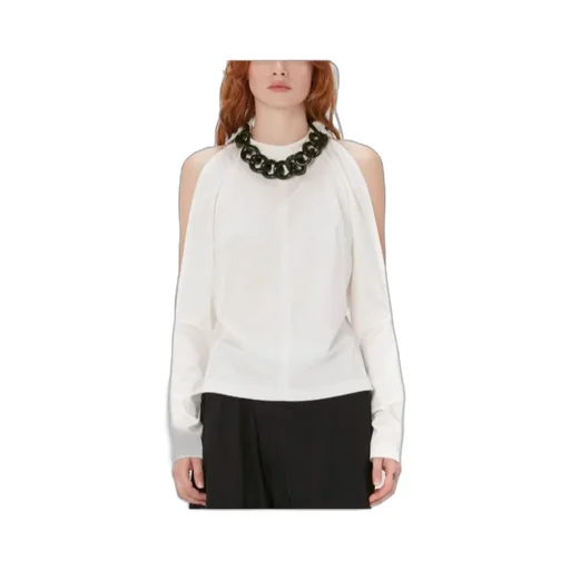 Chain-Embellished Cold-Shoulder Top