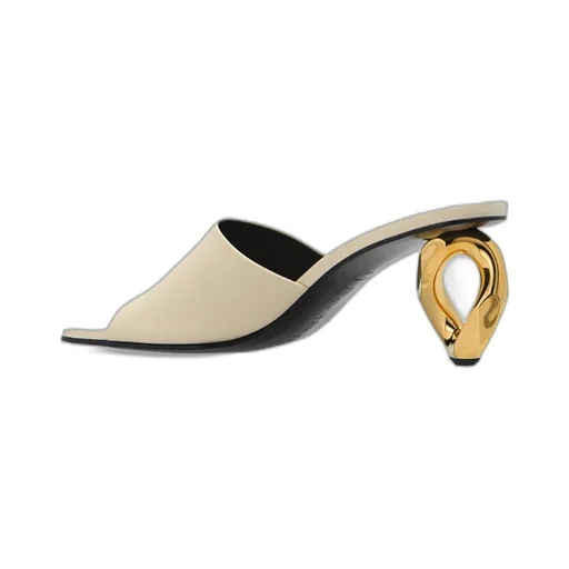 75Mm Chain-Link Leather Mules