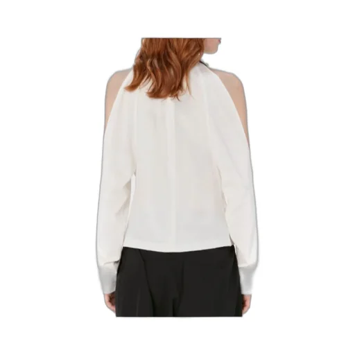 Chain-Embellished Cold-Shoulder Top