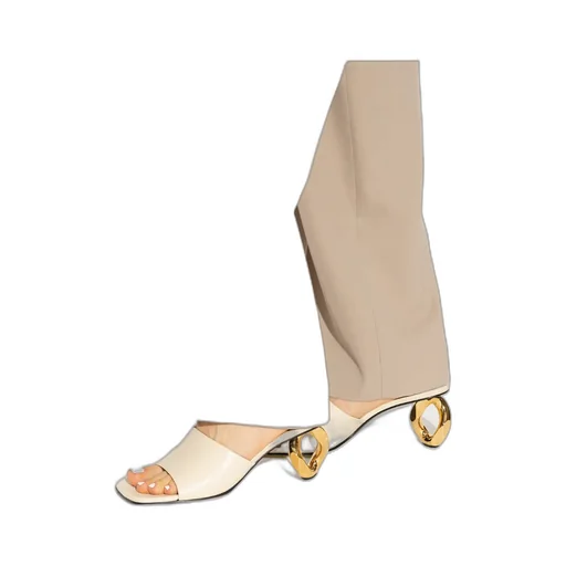 75Mm Chain-Link Leather Mules