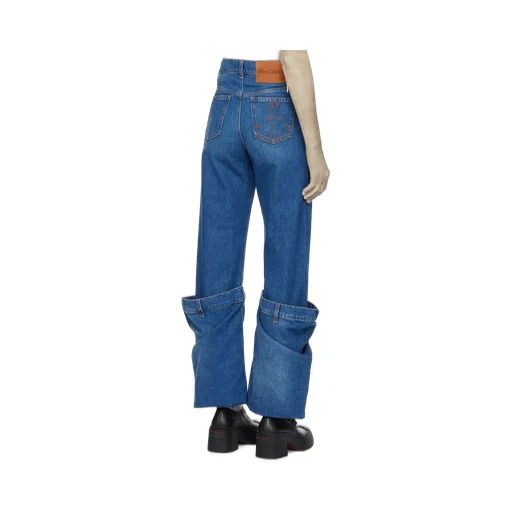 Distressed Logo Patch Bucket Jeans