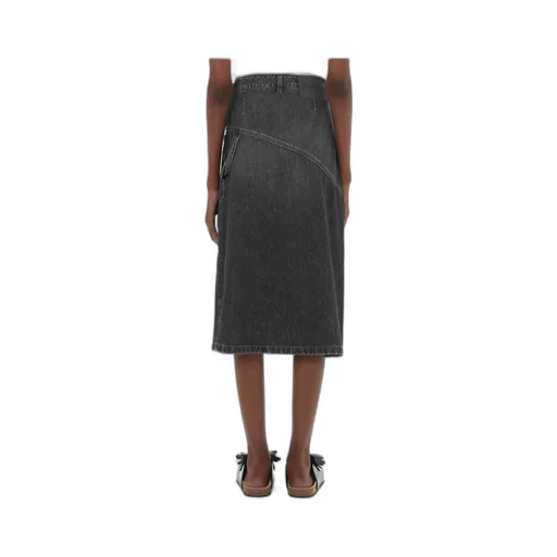 Twisted Denim Midi Skirt