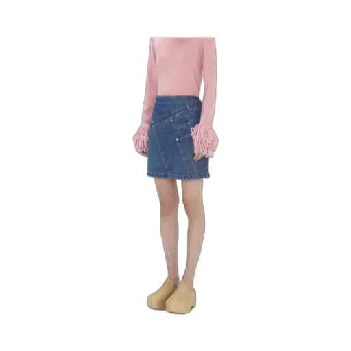 Twisted Denim Mini Skirt