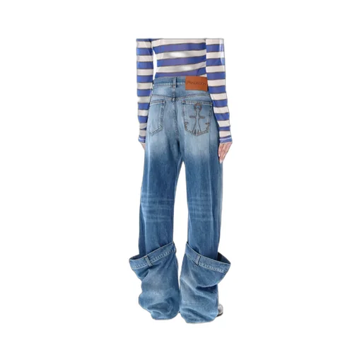 Distressed Logo Patch Bucket Jeans