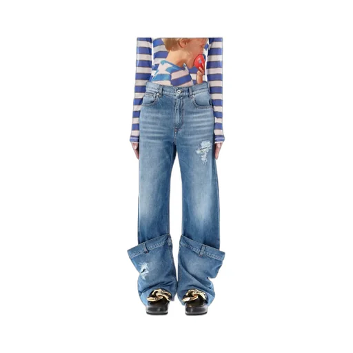 Distressed Logo Patch Bucket Jeans