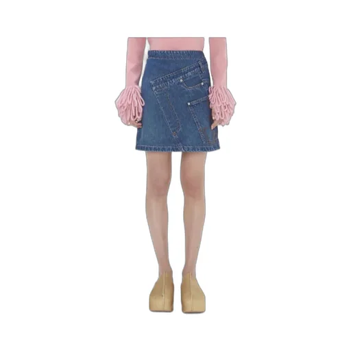Twisted Denim Mini Skirt