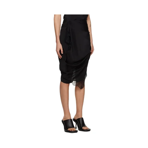 Asymmetric Lace Trimmed Skirt