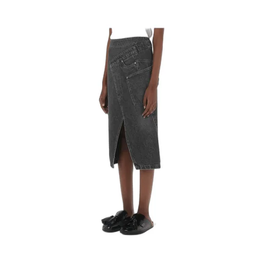 Twisted Denim Midi Skirt
