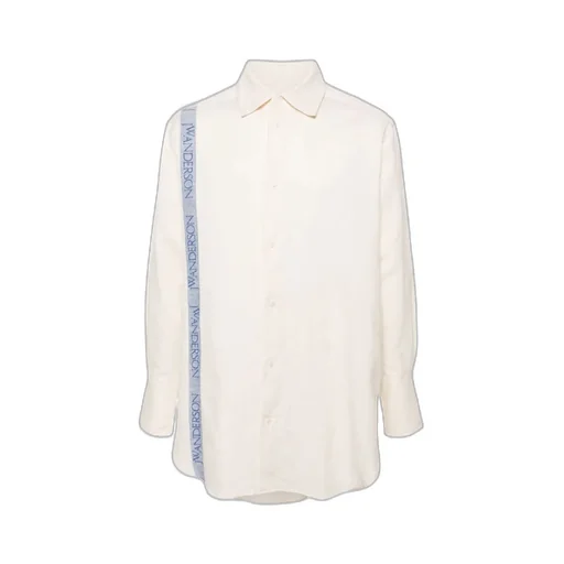 Logo-Tape Curved Hem Shirt