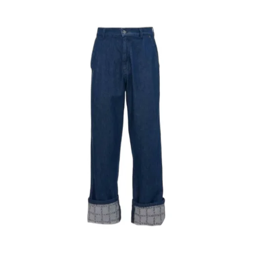 Checked Turn-Up Brim Jeans