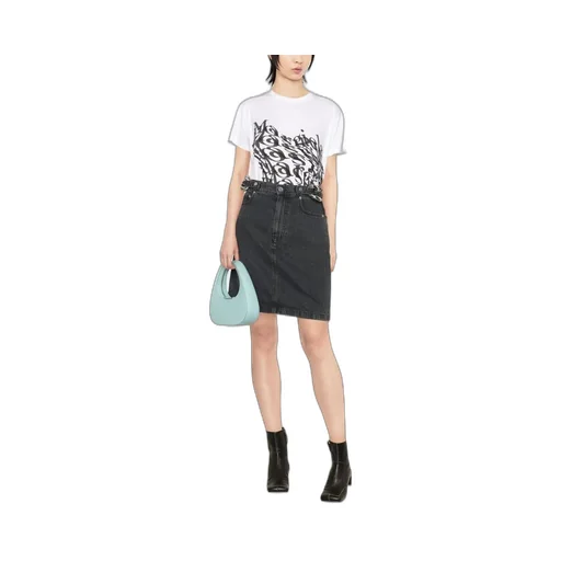 Chain Link Detail Denim Skirt
