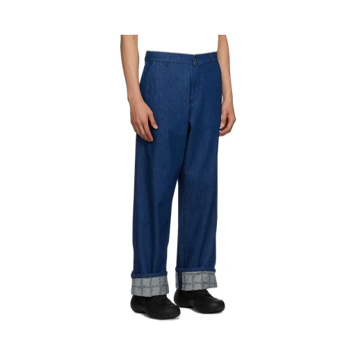 Checked Turn-Up Brim Jeans