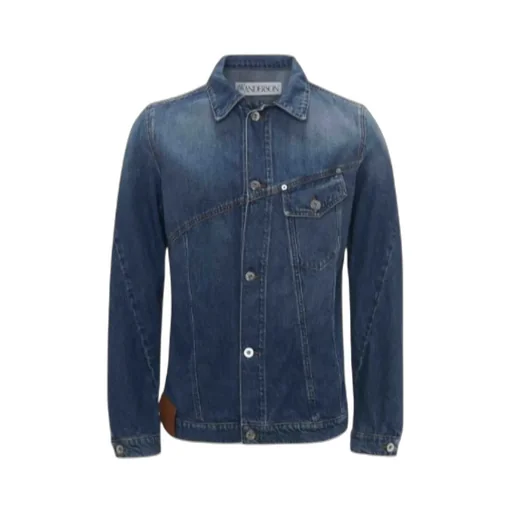 Logo Embroidered Twisted Denim Jacket
