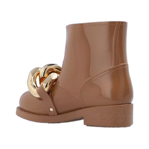 Chain-Embellished Pull-On Ankle Boots