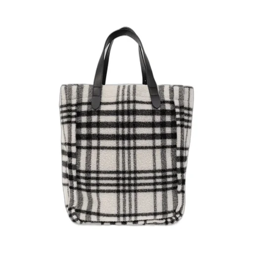 Checkered Logo Patch Tote Bag