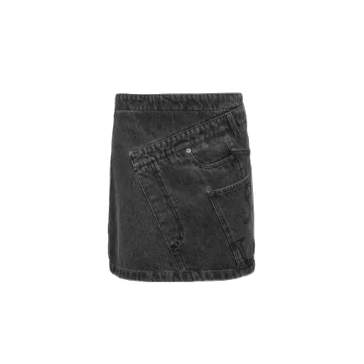 Mid-Rise Twisted Denim Mini Skirt