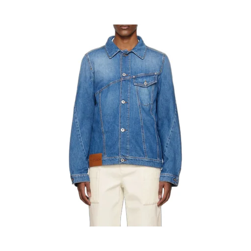 Logo Embroidered Twisted Denim Jacket