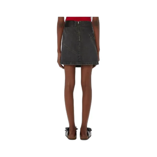 Mid-Rise Twisted Denim Mini Skirt