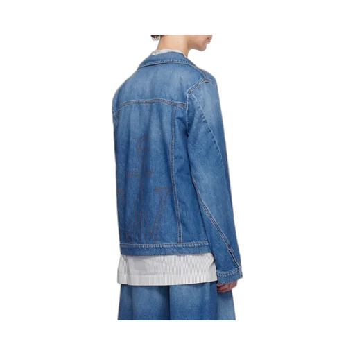 Logo Embroidered Twisted Denim Jacket