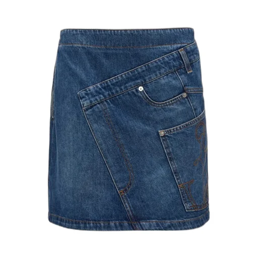 Twisted Denim Mini Skirt