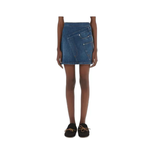 Twisted Denim Mini Skirt