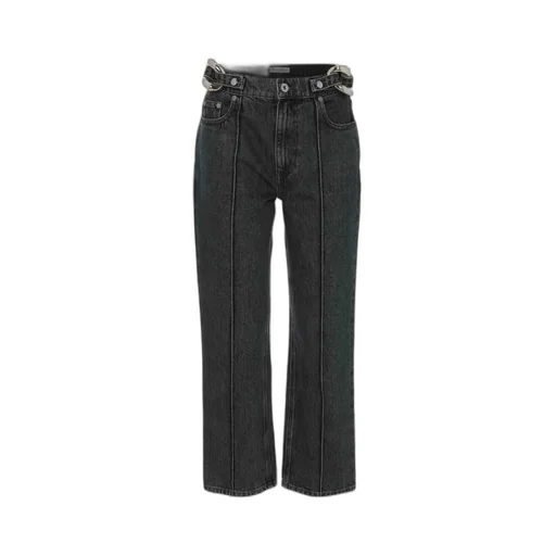 Chain-Linked Straight Leg Jeans