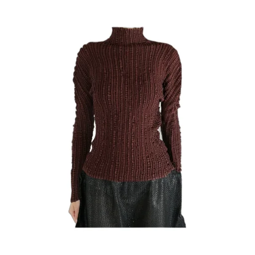 High-Neck Pleated Top