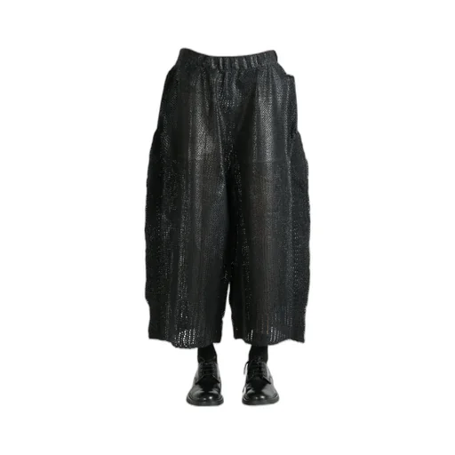 Wide-Leg Cropped Knitted Pants