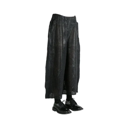 Wide-Leg Cropped Knitted Pants